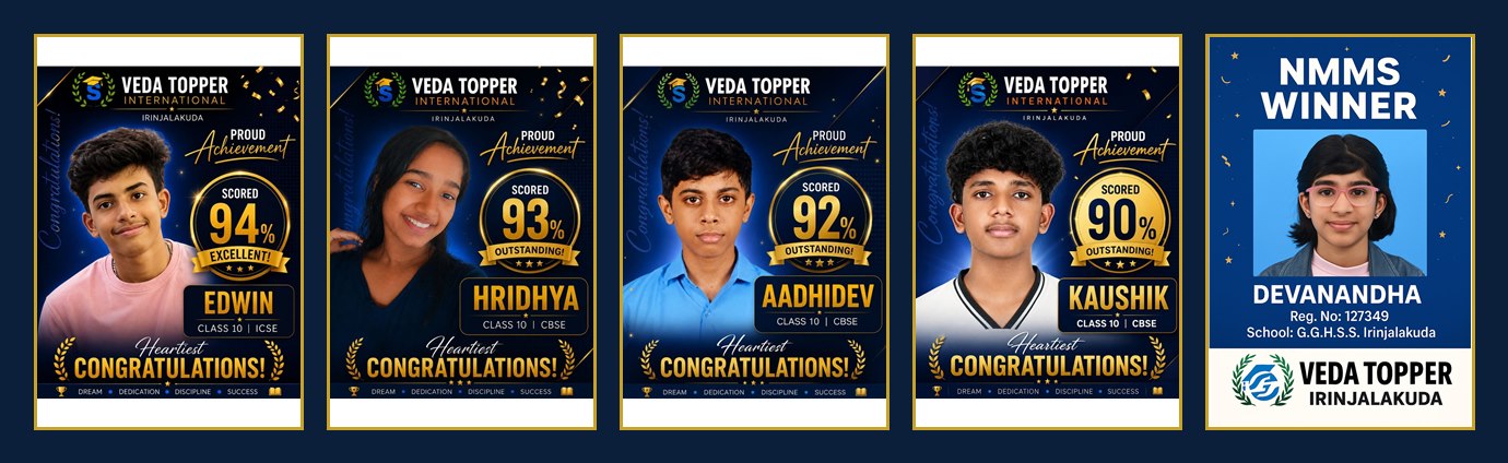 Veda Topper result and achievement cards