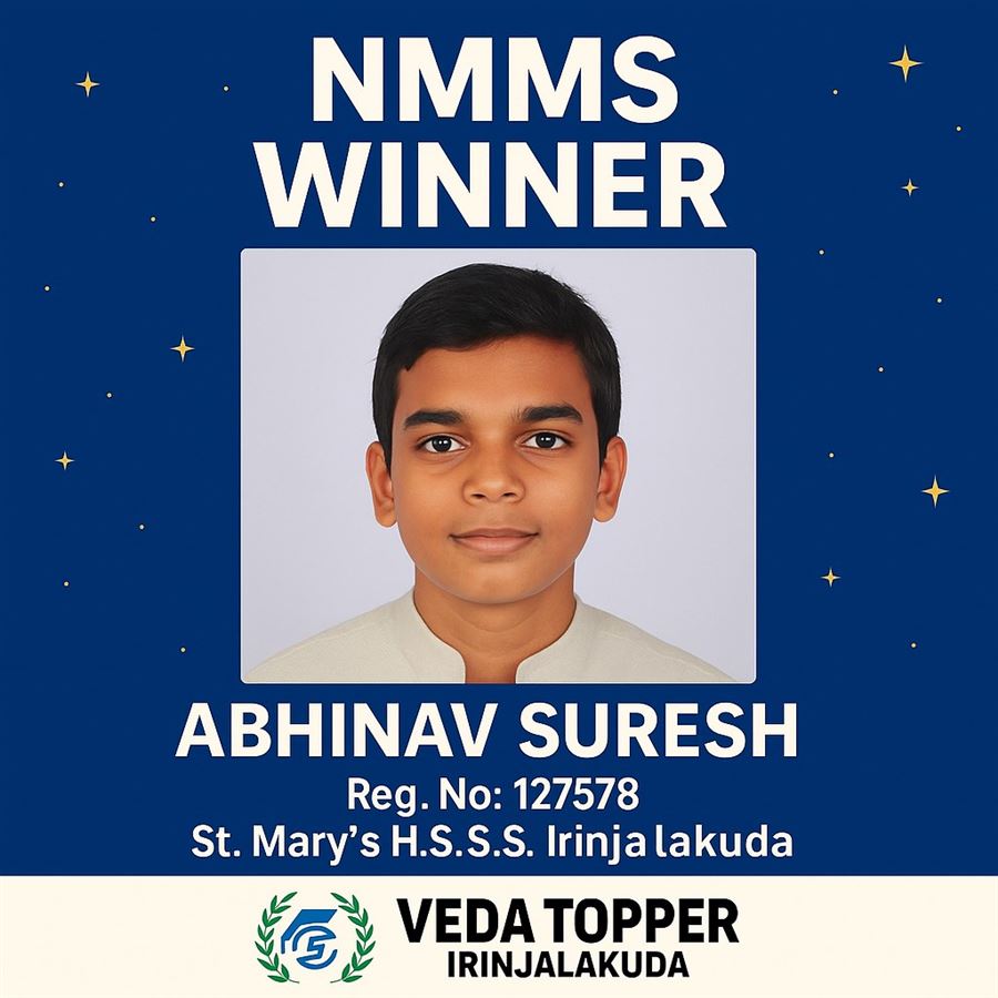 Abhinav Suresh - NMMS winner, Reg. No. 127578