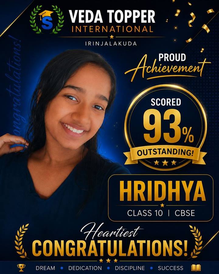 Hridhya - Class 10 CBSE, scored 93%
